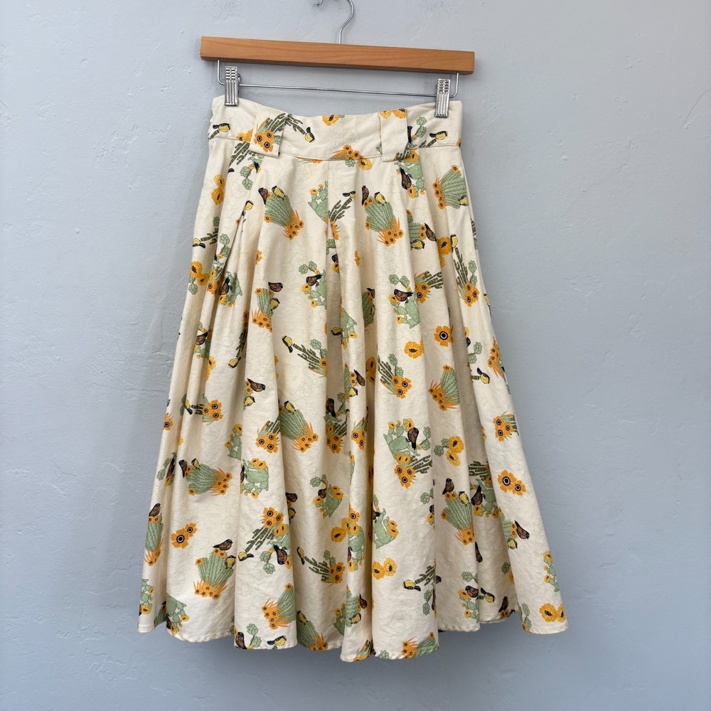 Voodoo Vixen Midi Skirt Women Size Medium Midi Cactus Southwest Print A Line